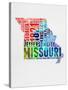 Missouri Watercolor Word Cloud-NaxArt-Stretched Canvas