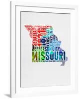 Missouri Watercolor Word Cloud-NaxArt-Framed Art Print