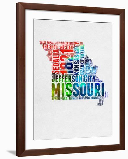 Missouri Watercolor Word Cloud-NaxArt-Framed Art Print