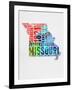 Missouri Watercolor Word Cloud-NaxArt-Framed Art Print