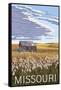 Missouri - Wheat Fields and Homestead-Lantern Press-Framed Stretched Canvas