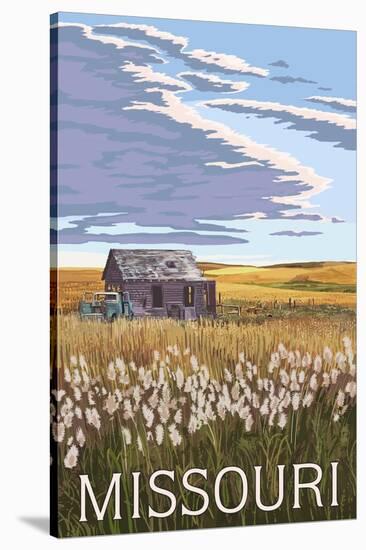Missouri - Wheat Fields and Homestead-Lantern Press-Stretched Canvas