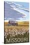 Missouri - Wheat Fields and Homestead-Lantern Press-Stretched Canvas