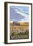 Missouri - Wheat Fields and Homestead-Lantern Press-Framed Art Print