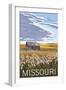 Missouri - Wheat Fields and Homestead-Lantern Press-Framed Art Print