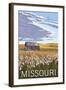 Missouri - Wheat Fields and Homestead-Lantern Press-Framed Art Print
