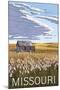 Missouri - Wheat Fields and Homestead-Lantern Press-Mounted Art Print