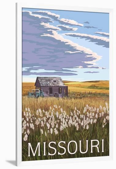 Missouri - Wheat Fields and Homestead-Lantern Press-Framed Art Print