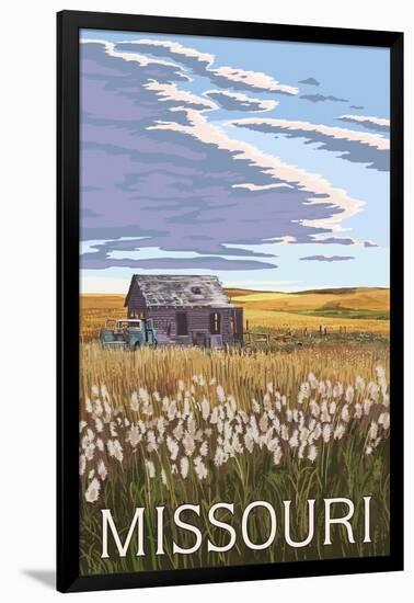 Missouri - Wheat Fields and Homestead-Lantern Press-Framed Art Print