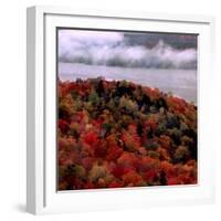 Mist Lingers Over Lobster Lake as Trees Show off Their Splendid Colors During Peak Fall Foliage-null-Framed Photographic Print