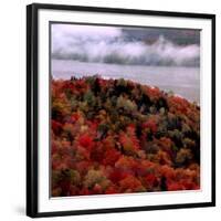 Mist Lingers Over Lobster Lake as Trees Show off Their Splendid Colors During Peak Fall Foliage-null-Framed Photographic Print