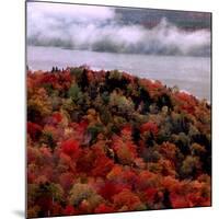 Mist Lingers Over Lobster Lake as Trees Show off Their Splendid Colors During Peak Fall Foliage-null-Mounted Photographic Print