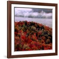 Mist Lingers Over Lobster Lake as Trees Show off Their Splendid Colors During Peak Fall Foliage-null-Framed Photographic Print