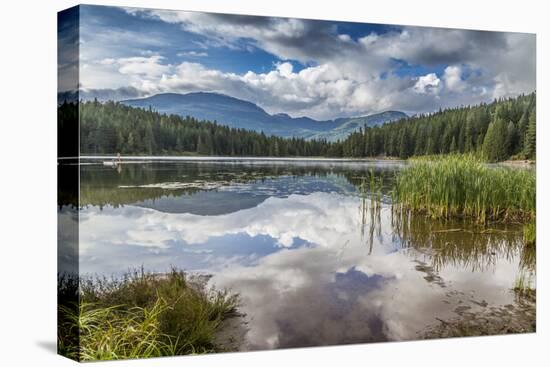 Mist on Lost Lake, Ski Hill and surrounding forest, Whistler, British Columbia, Canada, North Ameri-Frank Fell-Stretched Canvas