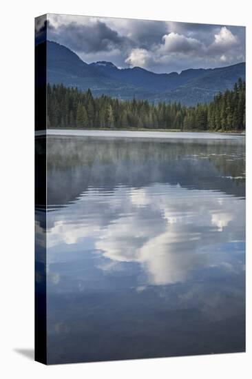 Mist on Lost Lake, Ski Hill and surrounding forest, Whistler, British Columbia, Canada, North Ameri-Frank Fell-Stretched Canvas