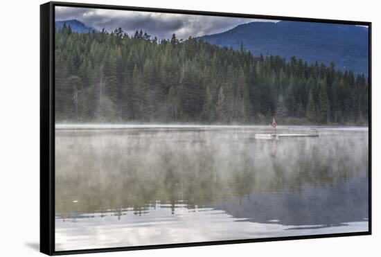 Mist on Lost Lake, Ski Hill and surrounding forest, Whistler, British Columbia, Canada, North Ameri-Frank Fell-Framed Stretched Canvas