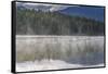 Mist on Lost Lake, Ski Hill and surrounding forest, Whistler, British Columbia, Canada, North Ameri-Frank Fell-Framed Stretched Canvas