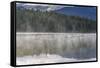 Mist on Lost Lake, Ski Hill and surrounding forest, Whistler, British Columbia, Canada, North Ameri-Frank Fell-Framed Stretched Canvas