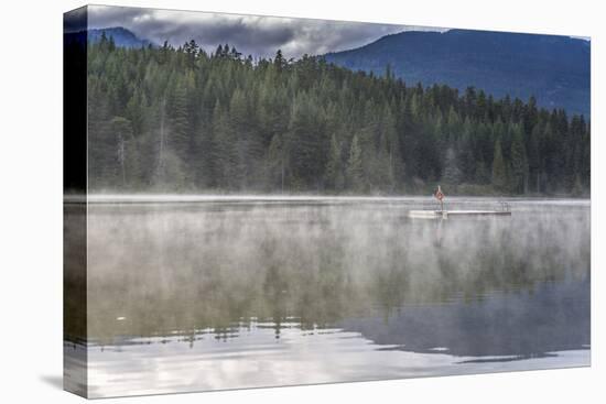 Mist on Lost Lake, Ski Hill and surrounding forest, Whistler, British Columbia, Canada, North Ameri-Frank Fell-Stretched Canvas