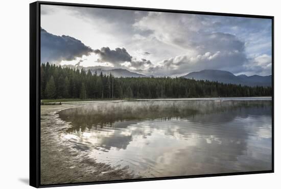 Mist on Lost Lake, Ski Hill and surrounding forest, Whistler, British Columbia, Canada, North Ameri-Frank Fell-Framed Stretched Canvas