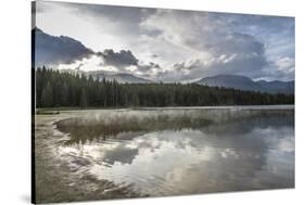 Mist on Lost Lake, Ski Hill and surrounding forest, Whistler, British Columbia, Canada, North Ameri-Frank Fell-Stretched Canvas