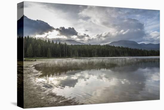 Mist on Lost Lake, Ski Hill and surrounding forest, Whistler, British Columbia, Canada, North Ameri-Frank Fell-Stretched Canvas