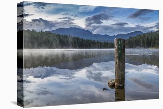 Mist on Lost Lake, Ski Hill and surrounding forest, Whistler, British Columbia, Canada, North Ameri-Frank Fell-Stretched Canvas