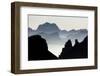 Mist on peaks of Dolomites and Monte Pelmo seen from Cima Belvedere at dawn, Val di Fassa, Trentino-Roberto Moiola-Framed Premium Photographic Print