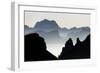 Mist on peaks of Dolomites and Monte Pelmo seen from Cima Belvedere at dawn, Val di Fassa, Trentino-Roberto Moiola-Framed Photographic Print