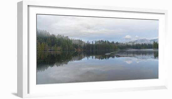 Mist over Garden Bay Lake with the Sunshine Coast Mountains in the background, British Columbia, Ca-Paul Porter-Framed Photographic Print