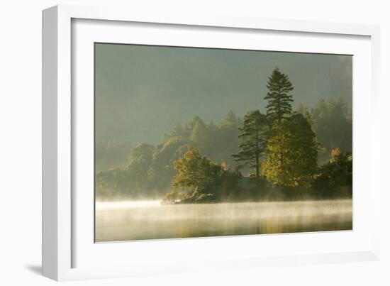 Mist over Lake Derwent Water at Dawn, Brandlehow, Borrowdale, the Lake District-John Potter-Framed Photographic Print