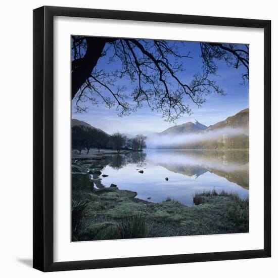 Mist over Llyn Gwynant and Snowdon, Snowdonia National Park, Conwy, Wales, United Kingdom, Europe-Stuart Black-Framed Photographic Print