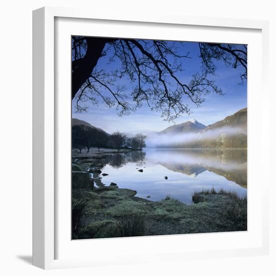 Mist over Llyn Gwynant and Snowdon, Snowdonia National Park, Conwy, Wales, United Kingdom, Europe-Stuart Black-Framed Photographic Print