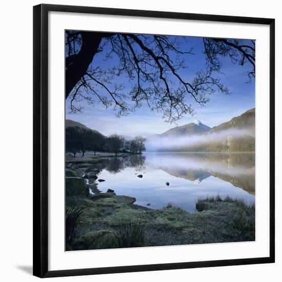 Mist over Llyn Gwynant and Snowdon, Snowdonia National Park, Conwy, Wales, United Kingdom, Europe-Stuart Black-Framed Photographic Print