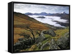 Mist over Llyn Gwynant and Snowdonia Mountains, Snowdonia National Park, Conwy, Wales, United Kingd-Stuart Black-Framed Stretched Canvas