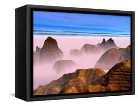 Mist over Rock Formations-Cindy Kassab-Framed Stretched Canvas