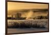 Mist rises from the Snake River on a cold morning, Wyoming-Tim Laman-Framed Photographic Print