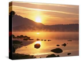 Mist Rising on Derwent Water at Sunrise, Lake District National Park, Cumbria, England, UK-Nigel Blythe-Stretched Canvas