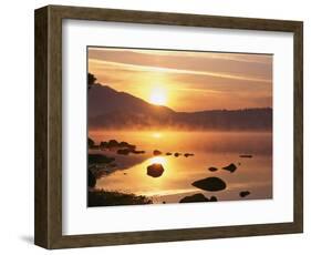 Mist Rising on Derwent Water at Sunrise, Lake District National Park, Cumbria, England, UK-Nigel Blythe-Framed Photographic Print