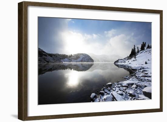 Mist Rolls over Seneca Lake During a Cold October Morning in the Wind River Range in Wyoming-Ben Herndon-Framed Photographic Print