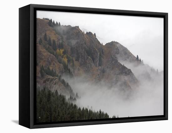 Mist Shrouds the Tian Shan in Xinjiang Province, North-West China. September 2006-George Chan-Framed Stretched Canvas