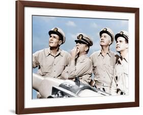 MISTER ROBERTS, from left: Henry Fonda, James Cagney, William Powell, Jack Lemmon, 1955-null-Framed Photo