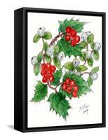 Mistletoe and Holly Wreath-Nell Hill-Framed Stretched Canvas