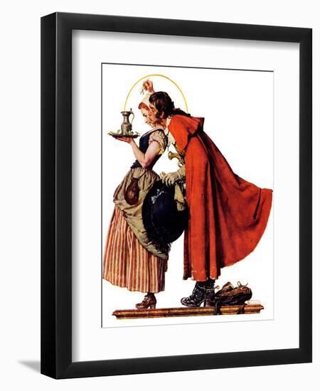 "Mistletoe Kiss" or "Feast for a Traveler", December 19,1936-Norman Rockwell-Framed Giclee Print