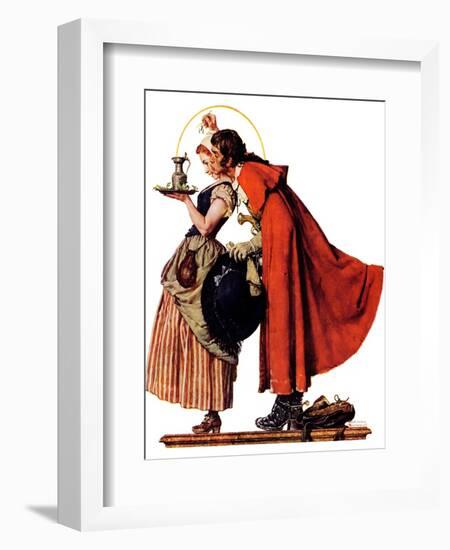 "Mistletoe Kiss" or "Feast for a Traveler", December 19,1936-Norman Rockwell-Framed Giclee Print