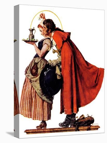"Mistletoe Kiss" or "Feast for a Traveler", December 19,1936-Norman Rockwell-Stretched Canvas