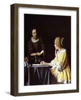 Mistress and Maid, 1666-67-Johannes Vermeer-Framed Giclee Print