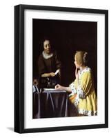 Mistress and Maid, 1666-67-Johannes Vermeer-Framed Giclee Print