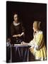 Mistress and Maid, 1666-67-Johannes Vermeer-Stretched Canvas