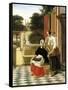 Mistress and Maid-Pieter de Hooch-Framed Stretched Canvas